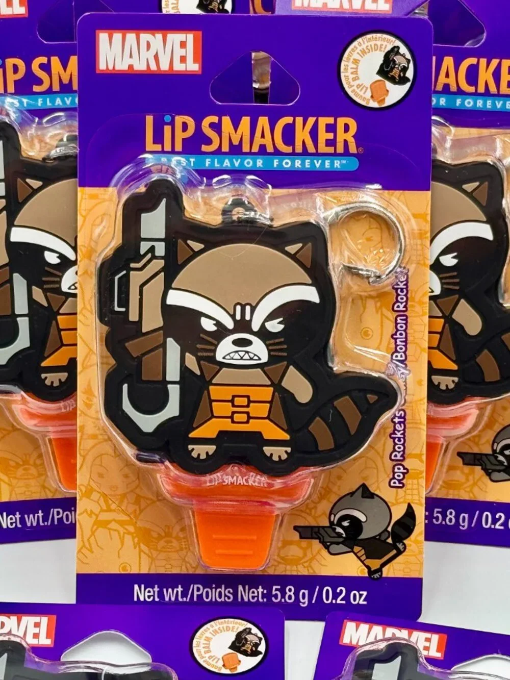 17 Pieces Lip Smackers Lip Balm Keychain Marvel Pop Rockets Candy Scent/Flavor